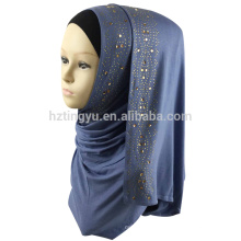 2017 novo padrão de moda mulheres muçulmanas desgaste da cabeça pedra estiramento jersey hijab lenço xale